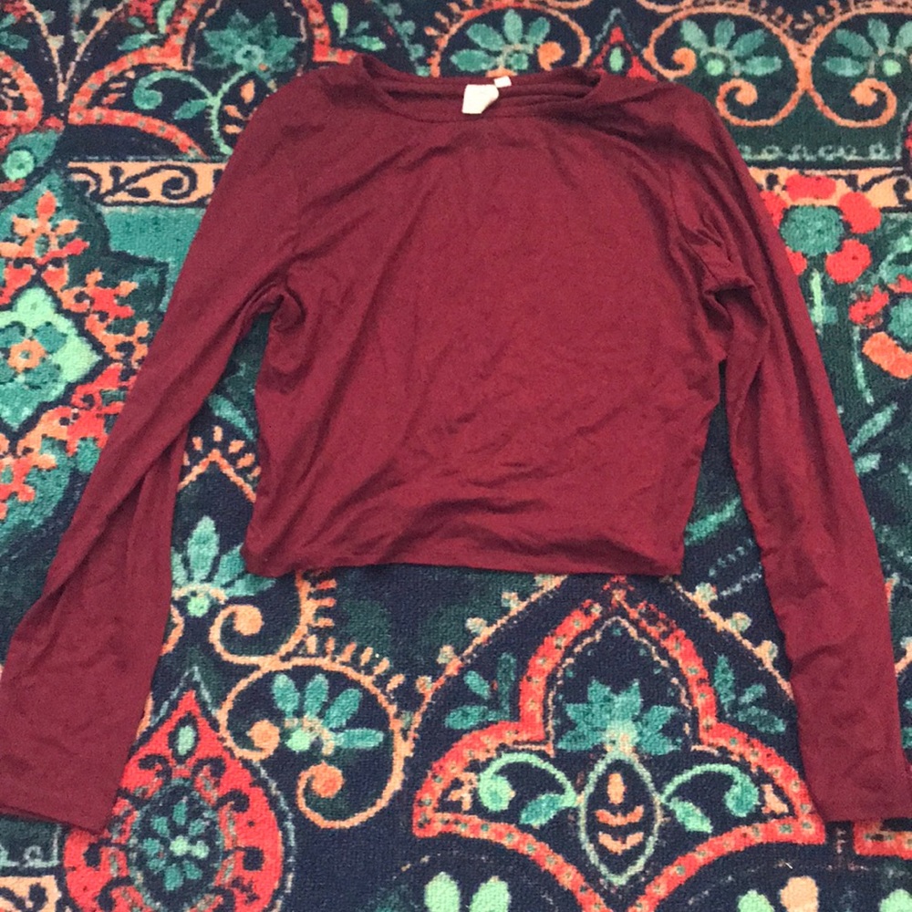 Deep red long sleeve crop top
